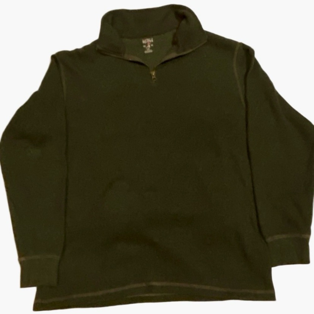 RedHead Mens L Forest Green Quarter Zip Pullover 60/40 Cotton Blend